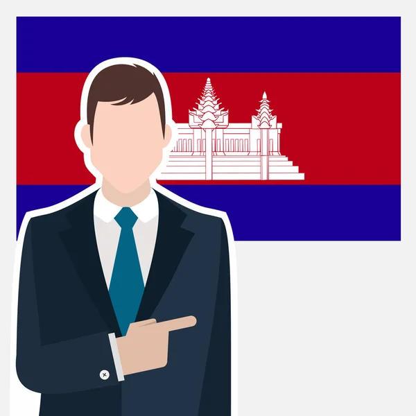 Zakenman met Cambodja vlag — Stockvector