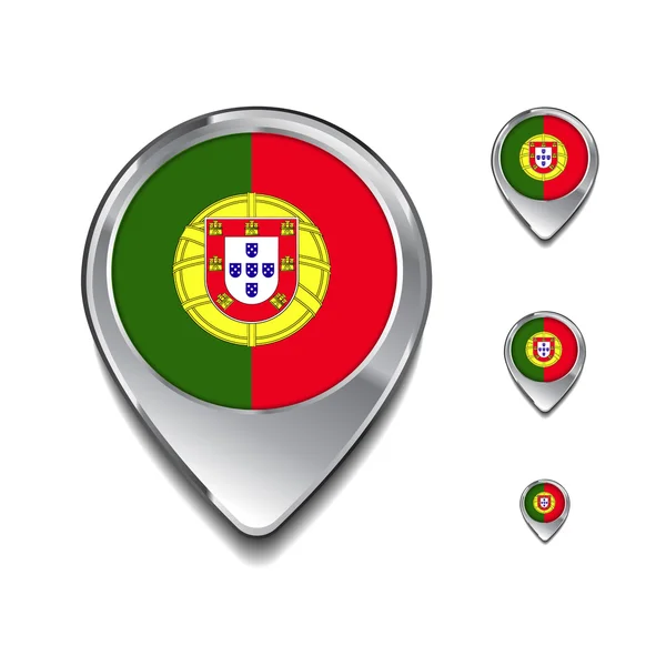 Mapa de la bandera de Portugal pins — Vector de stock