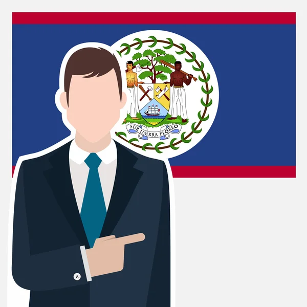 Zakenman met vlag van Belize — Stockvector