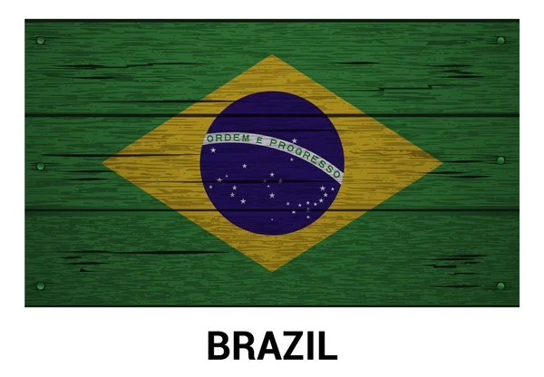 Drewniany flaga Brazylii — Wektor stockowy