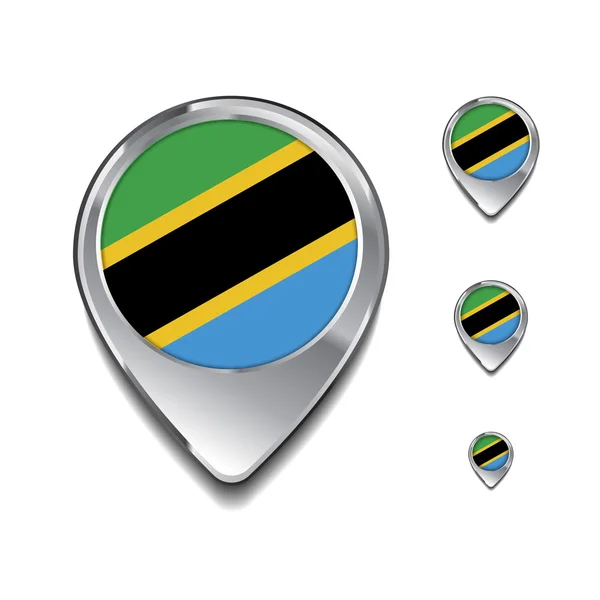 Tanzania flag map pins — Stock Vector