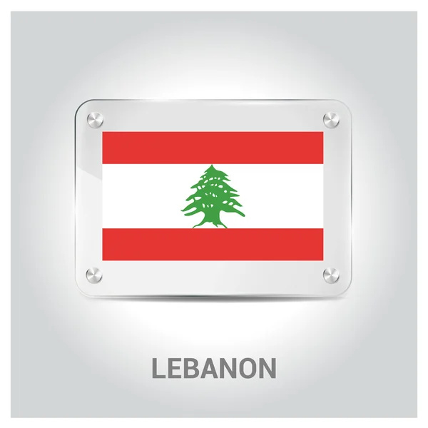 Lebanon flag glass plate — Stock Vector