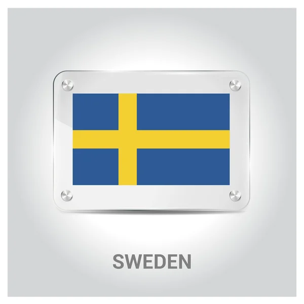 Sverige flagga glasplatta — Stock vektor
