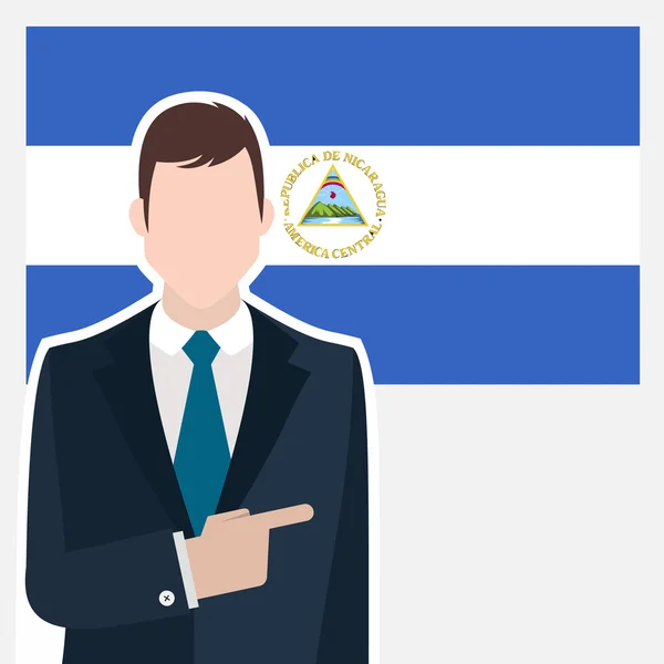 Homme d'affaires avec drapeau Nicaragua — Image vectorielle