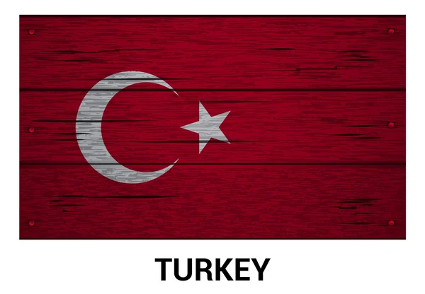 Bandeira da Turquia em fundo de textura de madeira —  Vetores de Stock