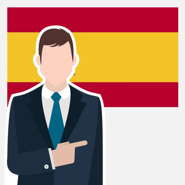 Hombre de negocios con bandera de España — Vector de stock