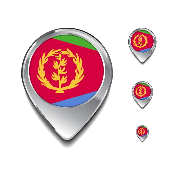 Alfileres de mapa de bandera de Eritrea — Vector de stock