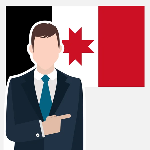 Homme d'affaires avec drapeau oudmourtie — Image vectorielle