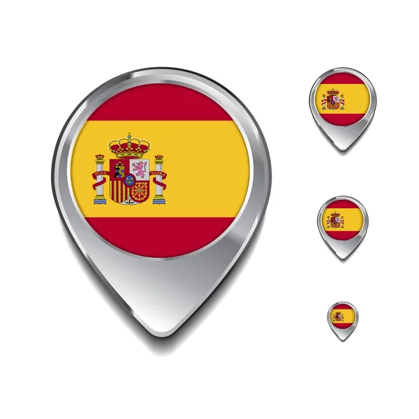 España pines de mapa de bandera — Vector de stock