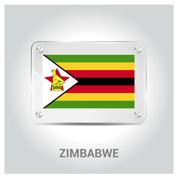 Placa de vidrio bandera de Zimbabue — Archivo Imágenes Vectoriales