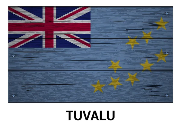 Bandera de madera Tuvalu — Vector de stock