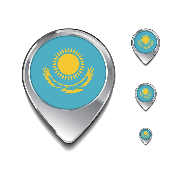 Flaga Kazachstanu mapa pinów — Wektor stockowy