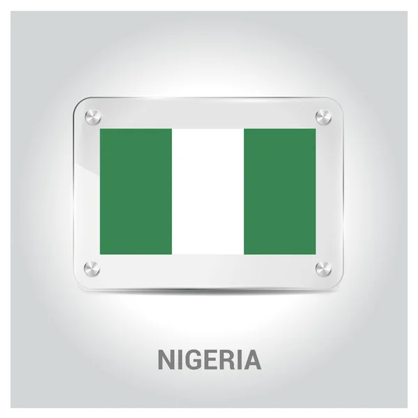 Placa de vidrio bandera de Nigeria — Vector de stock