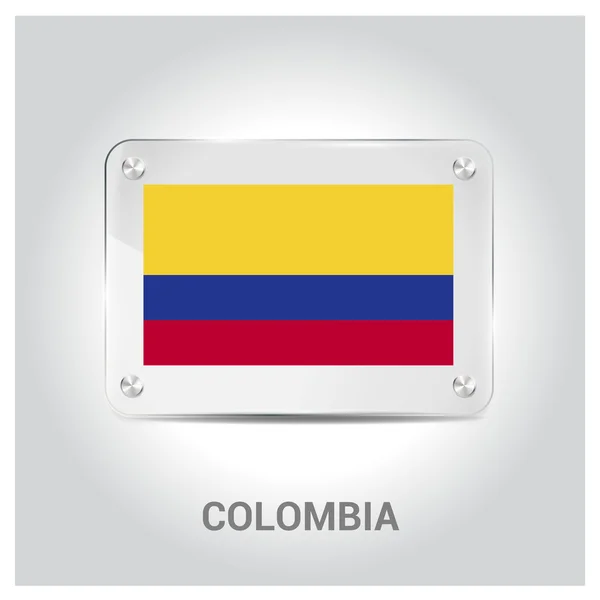 Colombia flag glass plate — Stock Vector