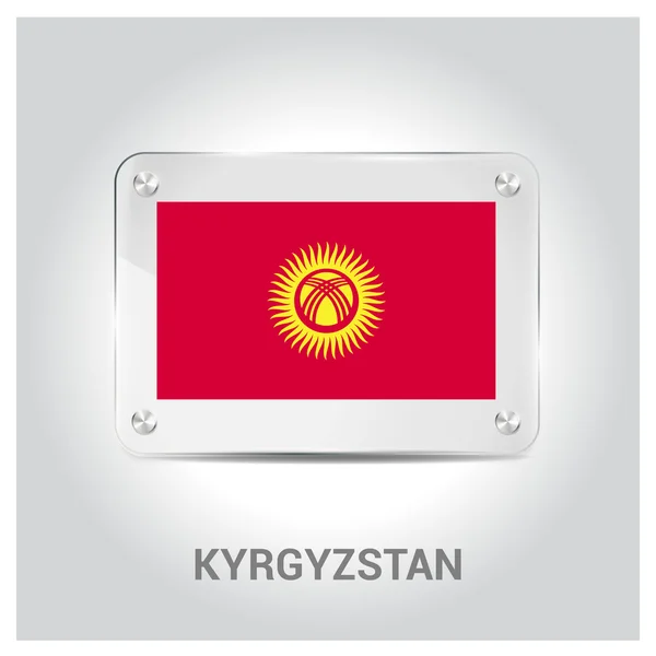 キルギスの旗ガラス プレート — ストックベクタ
