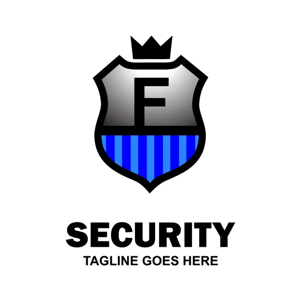 Logo de seguridad azul del rey F . — Archivo Imágenes Vectoriales