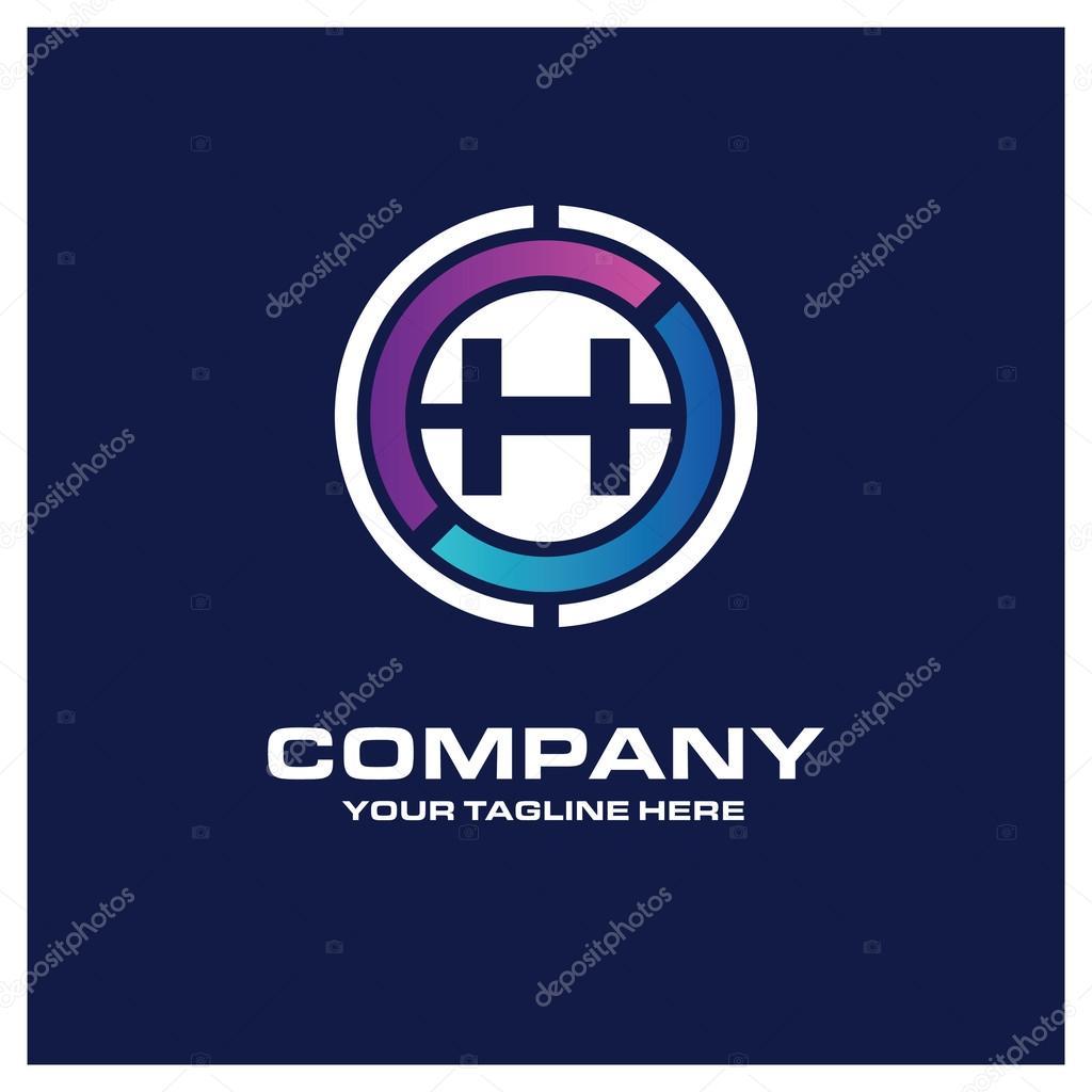 H Letter logo - Creative Circle Logo - Place for Company name and tag line . Business Icon - vector illustration