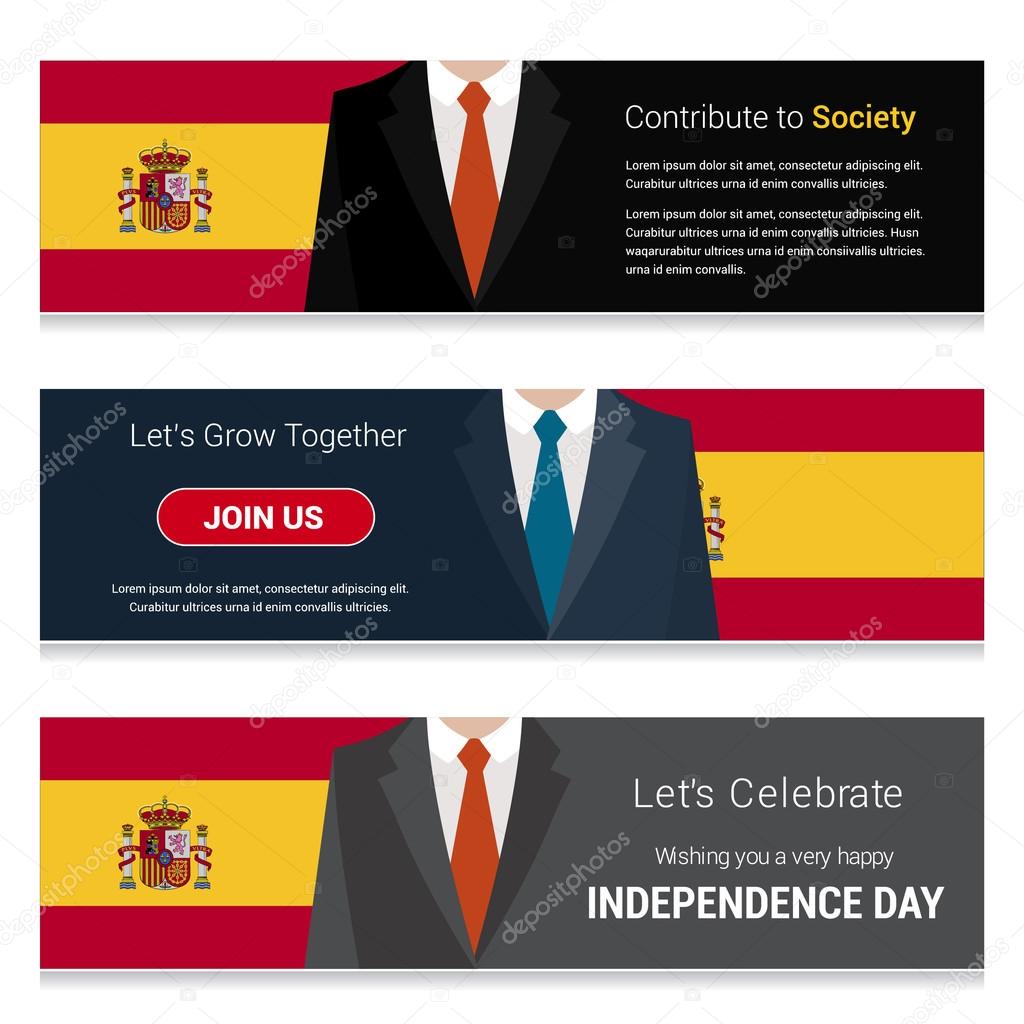 Spain flag banners set