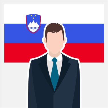 Slovenya bayrağı ile işadamı