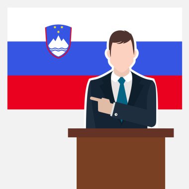 Slovenya bayrağı ile işadamı