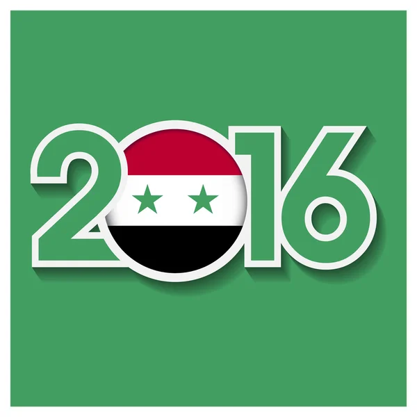 2016 jaar met Syrië vlag — Stockvector