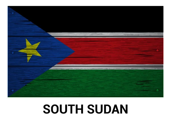 Vlajka Jižního Súdánu na dřevo — Stockový vektor