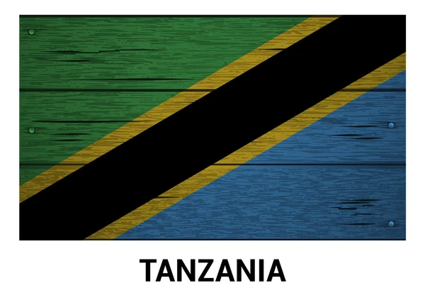 Tanzania flag on wood texture background — Stock Vector