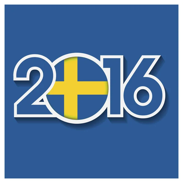 2016 año con bandera de Suecia — Vector de stock