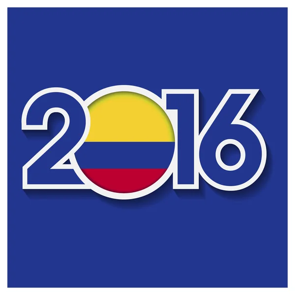 2016 ano com bandeira da Colômbia — Vetor de Stock