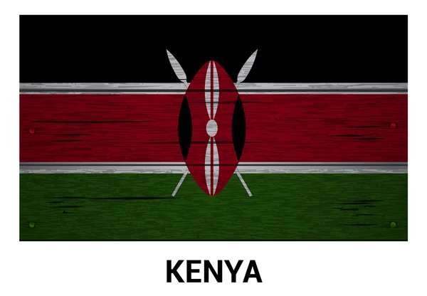 Bandeira kenya em madeira —  Vetores de Stock
