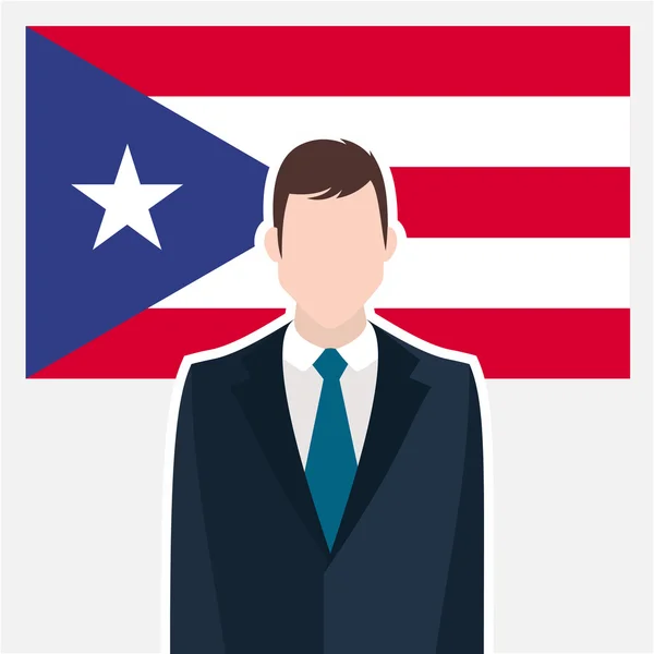 Homme d'affaires avec drapeau de Porto Rico — Image vectorielle