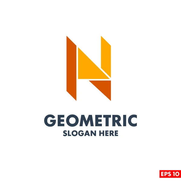 N Carta Logotipo geométrico — Vetor de Stock