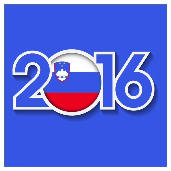 2016 año con bandera de Eslovenia — Vector de stock