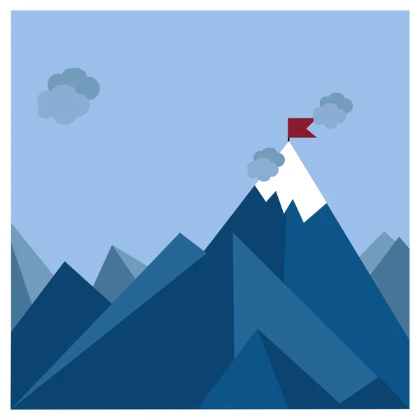 Flag on mountain. achievement concept — Stock Vector