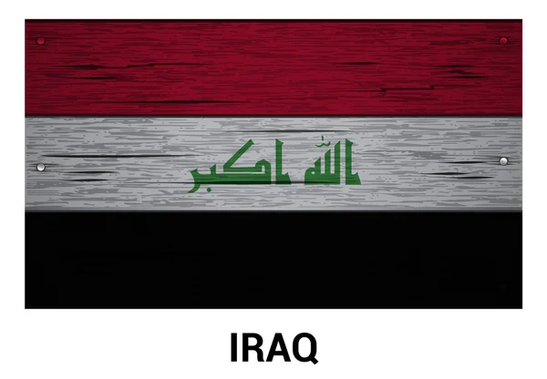 Bandera de Irak sobre fondo textura madera — Vector de stock