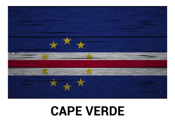 Drapeau Cap Vert sur fond de texture bois — Image vectorielle