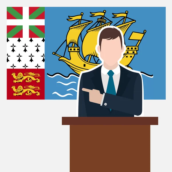 Businessman with Saint Pierre and Miquelon flag — Stock Vector