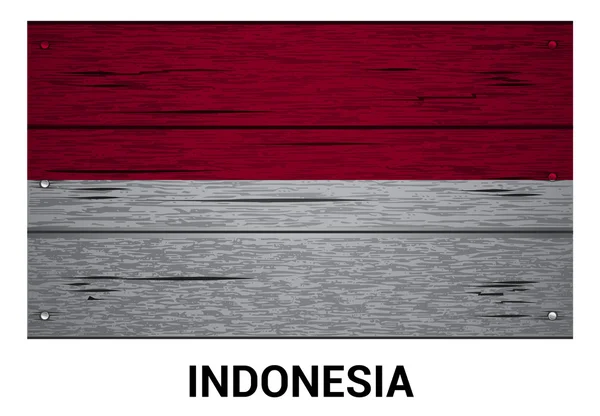 Bandera de Indonesia sobre textura de madera fondo — Vector de stock