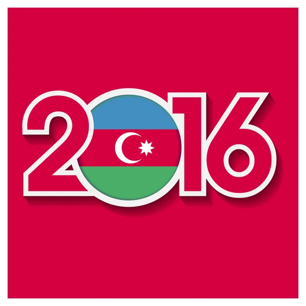 2016 año con bandera de Azerbaiyán — Vector de stock