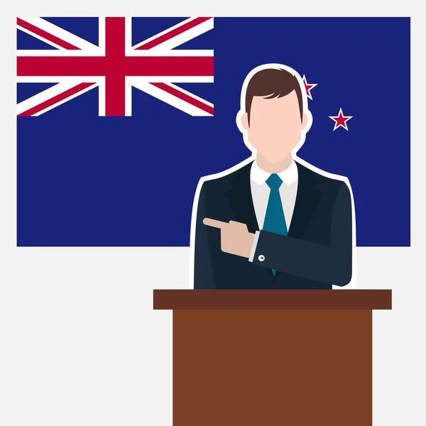 Hombre de negocios con bandera de Nueva Zelanda — Archivo Imágenes Vectoriales