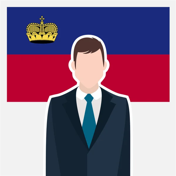 Üzletember Liechtenstein zászló — Stock Vector