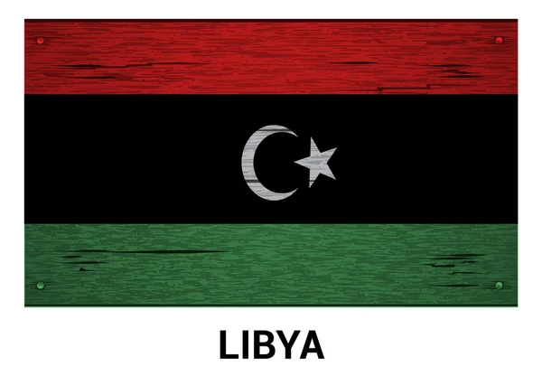 Bandera de Libia sobre madera — Archivo Imágenes Vectoriales