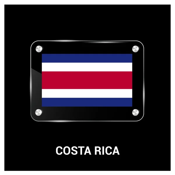 Bandera de Costa Rica placa de vidrio — Vector de stock