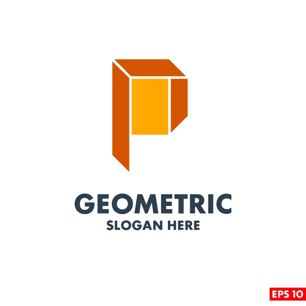 P Carta Logotipo geométrico — Vetor de Stock