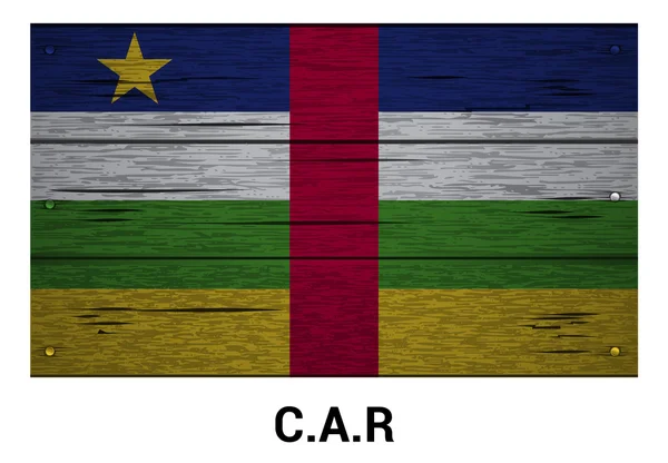Orta Afrika Cumhuriyeti bayrağı ahşap arka plan doku — Stok Vektör