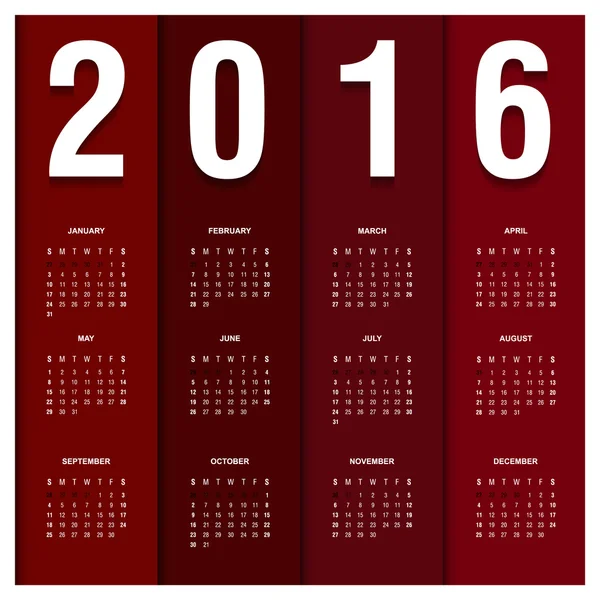 2016 calendario en el estilo de patrón de tarjeta — Archivo Imágenes Vectoriales