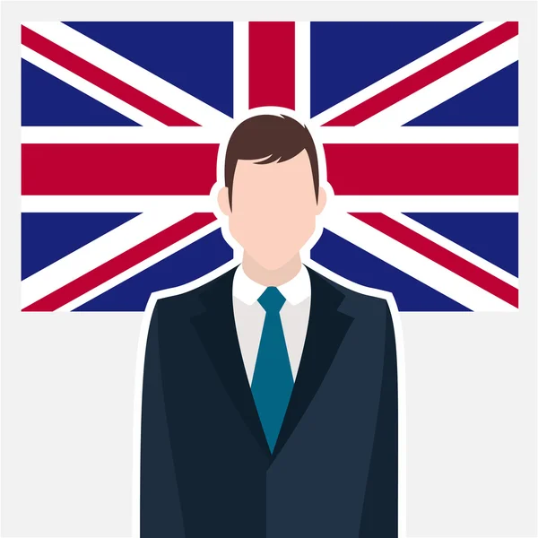 Businessman with Great Britain flag — Stock Vector