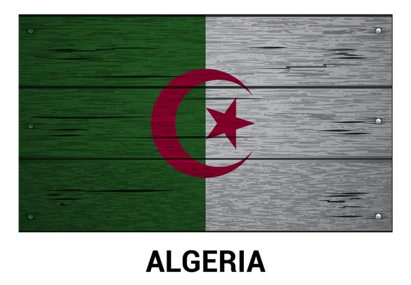 Algerien Flagge auf Holz — Stockvektor