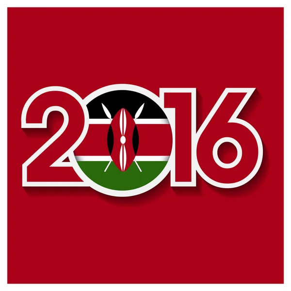2016 Schild mit kenianischer Flagge — Stockvektor