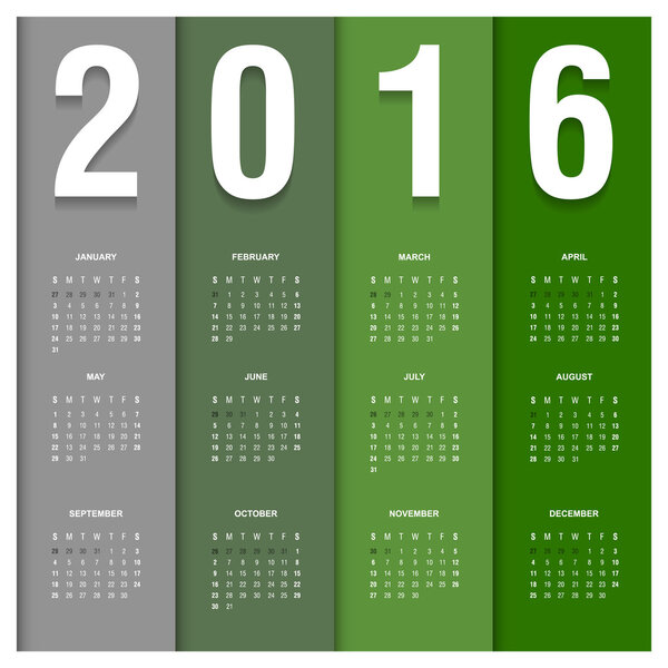 2016 calendar in the style of card pattern